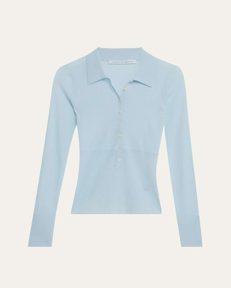 Ribbed Sheer Polo Shirt